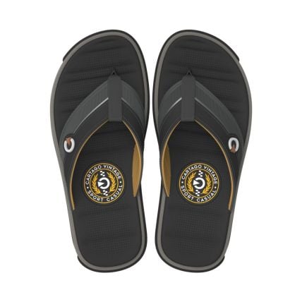 Chinelo Masculino Cartago Maranello 12484 - (02105) - Cinza/preto/amarelo (Bi211) - Atacado