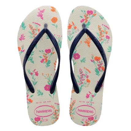 Chinelo Feminino Havaianas Slim Romance - Branco/marinho - Atacado