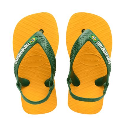 Chinelo New Baby Havaianas Brasil Logo - Amarelo - Atacado