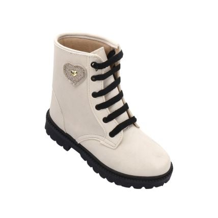 Bota Infantil Gracinha 2104 - Off White/preto/sintetico - Atacado