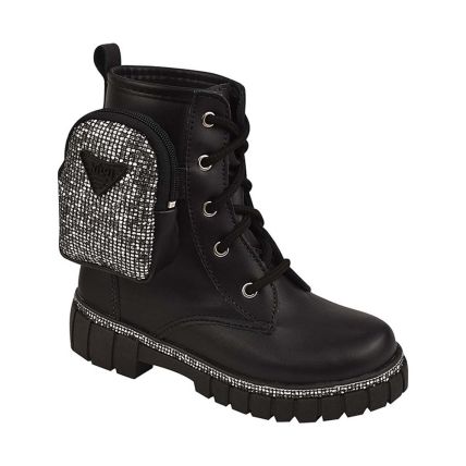 Bota Infantil Nilqi 1510.6.01 - Glitter Preto - Atacado