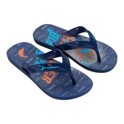 Chinelo Dedo Infantil Rider Street Joy 11768 - Azul/azul/laranja (Bg206) - Atacado