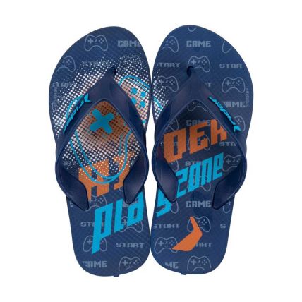 Chinelo Dedo Infantil Rider Street Joy 11768 - Azul/azul/laranja (Bg206) - Atacado