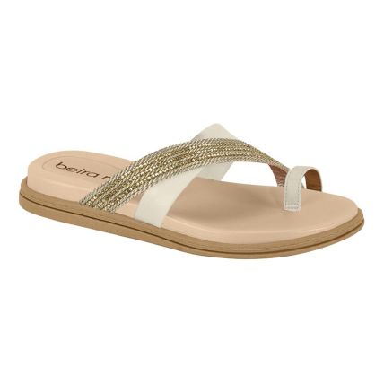 Chinelo Feminino Beira Rio 8513.125.30966 - Branco Off/dourado Champagne Dourado (10 - Atacado