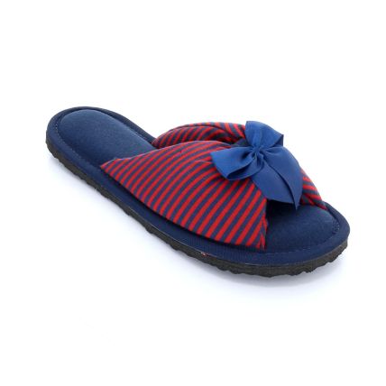Chinelo Feminino Canadia Malha Laco -  - Marinho Listra Vermelho - Atacado