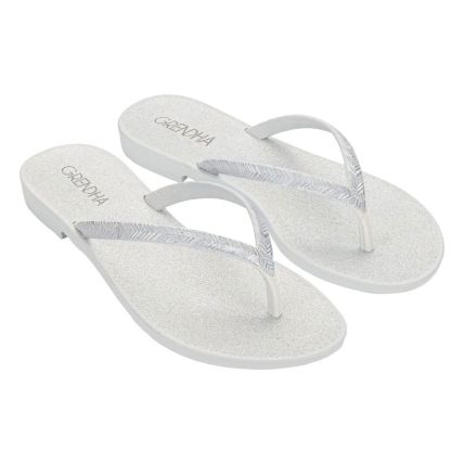 Chinelo Feminino Grendha Amor Em Flor 19086 - Branco Glitter/prata (Bv707) - Atacado