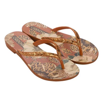 Chinelo Feminino Grendha Amor Em Flor 19086 - Laranja Ocre (Bp757) - Atacado