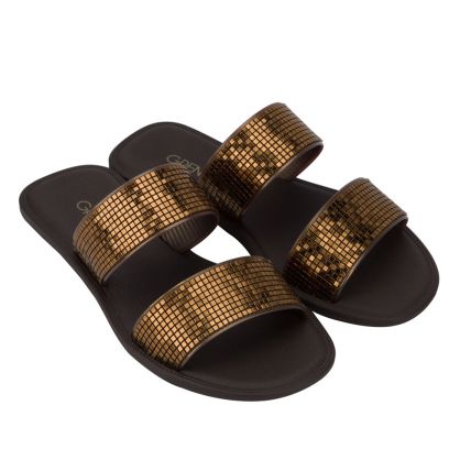 Chinelo Feminino Grendha Buriti Icone Sl 18694 - Marrom Escuro/bronze - Atacado