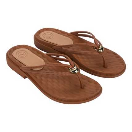 Chinelo Feminino Grendha Envolver 19248 - Marrom/pecan (Br087) - Atacado