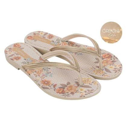 Chinelo Feminino Grendha Mais Acai Energia 18060 - (02064) - Off White/laranja/amarelo (Bj934) - Atacado