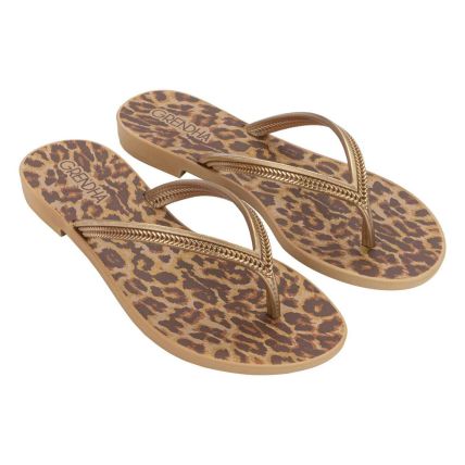 Chinelo Feminino Grendha Mais Açaí Energia 18060 - Dourado Onça (Bu209) - Atacado