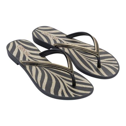 Chinelo Feminino Grendha Mais Açaí Energia 18060 - Preto Zebra (Bu204) - Atacado