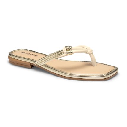 Chinelo Feminino Mississipi Q9981-0003 - (9 Pares) - Baunilha/metal Champagne - Atacado