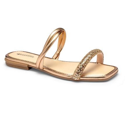 Rasteira Feminino Mississipi Mi251-0001 - (9 Pares)  - Champagne/metal Rose - Atacado