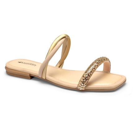 Chinelo Feminino Mississipi Mi251-0002 - (9 Pares)  - Champagnet/ouro/aveia - Atacado