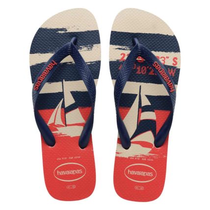 Chinelo Infantil Havaianas Top Nautical  - Bege/marinho/vermelho (6121) - Atacado