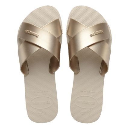 Chinelo Havaianas Aqua Metallic 33 Ao 40 - Bege Palha (0121) - Atacado