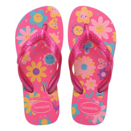 Chinelo Havaianas Kids Flores 27 Ao 36 - Rosa Flux/rosa Gum (2933) - Atacado