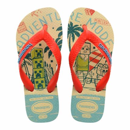 Chinelo Havaianas Kids Minecraft - Bege Palha/laranja (9897) - Atacado