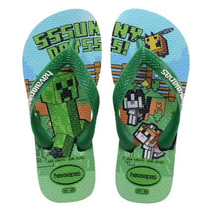 Chinelo Havaianas Kids Minecraft 33 Ao 42 - Verde Pátria (2703) - Atacado