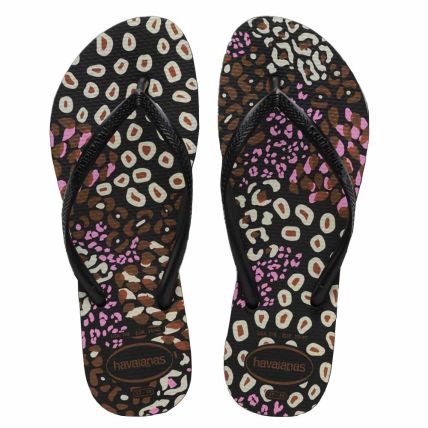 Chinelo Havaianas Slim Animals - Preto/pink Lemonade (2500) - Atacado