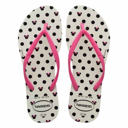 Chinelo Havaianas Slim Disney  - Branco/rosa Flux (7026) - Atacado