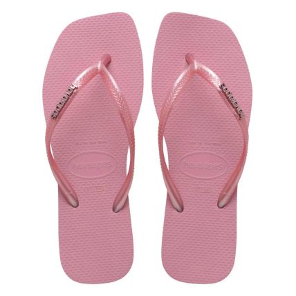 Chinelo Havaianas Slim Square Logo Metallic - 33 Ao 40 - Rosa Chiffon (1105) - Atacado