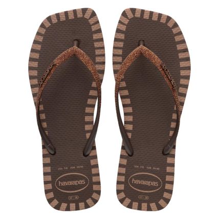 Chinelo Havaianas Square Glitter Contour 33 Ao 40 - Café (0727) - Atacado