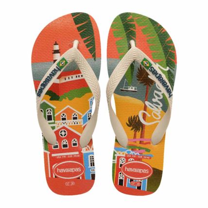Chinelo Feminino Havaianas Top Postcard  - Bege Palha (0121) - Atacado
