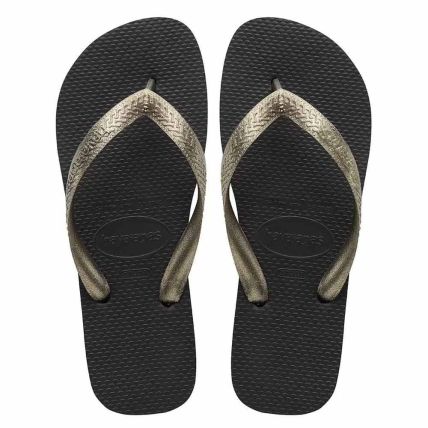 Chinelo Havaianas Top Tiras - 4137428 - 33/34 - Preto Dourado - Atacado