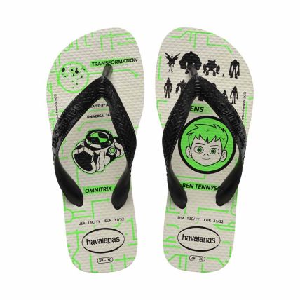 Chinelo Infantil Havaianas Kids Ben 10 - Branco/preto/preto (3471) - Atacado