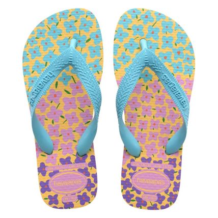 Chinelo Infantil Havaianas Kids Flores - Amarelo Caja/azul (6161) - Atacado