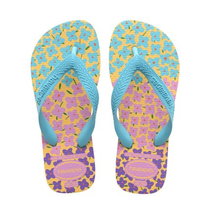 Chinelo Infantil Havaianas Kids Flores - Amarelo Caja/azul (6161) - Atacado