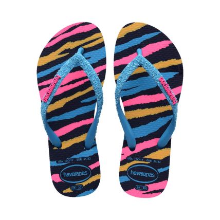 Chinelo Infantil Havaianas Kids Slim Glitter II - Marinho/turquesa (1327) - Atacado