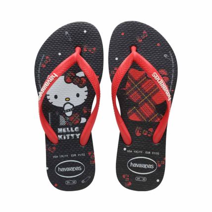 Chinelo Infantil Havaianas Kids Slim Hello Kitty - Preto (0090) - Atacado