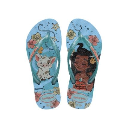 Chinelo Infantil Havaianas Kids Slim Princess - 4123328 - Azul/azul (0546) - Atacado