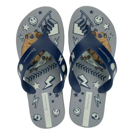 Chinelo Infantil Ipanema Deck City 27114 - (20038) - Cinza/azul/bege (Bt546) - Atacado