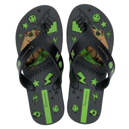 Chinelo Infantil Ipanema Deck City 27114 - (20038) - Cinza/preto/verde (Bt543) - Atacado