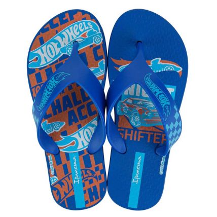 Chinelo Infantil Ipanema Hot Wheels 27112 - Azul/laranja (Ar077) - Atacado
