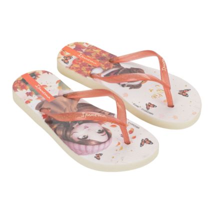 Chinelo Infantil Ipanema Jolie Amores 27307 - Bege/laranja Glitter (Bk078) - Atacado