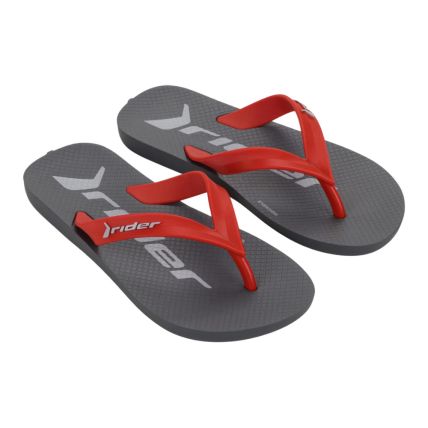 Chinelo Infantil Rider Feel Dedo 12372 - Cinza/vermelho (Bk733) - Atacado