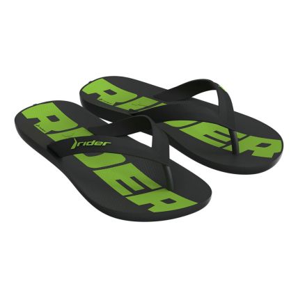 Chinelo Infantil Rider Feel Dedo 12372 - Preto/preto/verde (Bx744) - Atacado