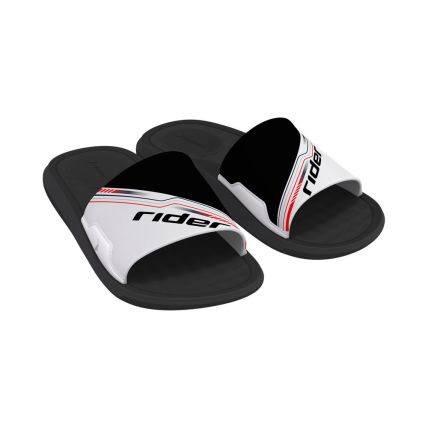 Chinelo Infantil Rider Step Slide 12223 - Preto/branco/vermelho (Ay782) - Atacado