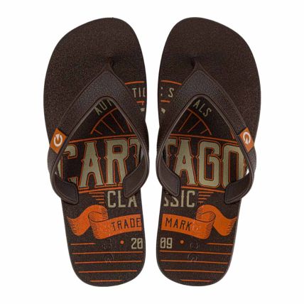 Chinelo Masculino Cartago Dakar 10738 - Marrom/marrom/laranja (Ao575) - Atacado