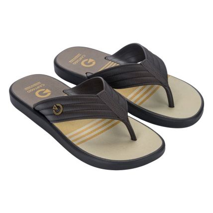 Chinelo Masculino Cartago Montreal Dedo 11729 - Marrom/marrom/amarelo (Bu798) - Atacado