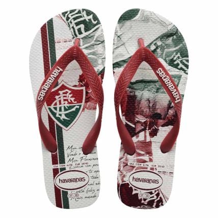 Chinelo Masculino Havaianas Top Times Fluminense - Branco/mogno (8289) - Atacado