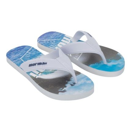 Chinelo Masculino Mormaii Tropical Graphics 10591 - Branco/branco/azul (Bk968) - Atacado