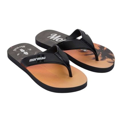 Chinelo Masculino Mormaii Tropical Graphics 10591 - Preto/preto/laranja (Bk973) - Atacado