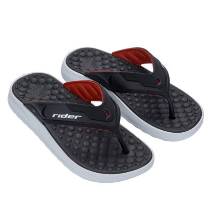 Chinelo Masculino Rider R Soft Plus 12528 - (02105) - Branco/preto/vermelho (Bq322) - Atacado