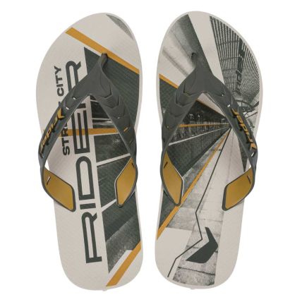 Chinelo Masculino Rider Street City 12107 - Bege/verde/amarelo (Bm513) - Atacado